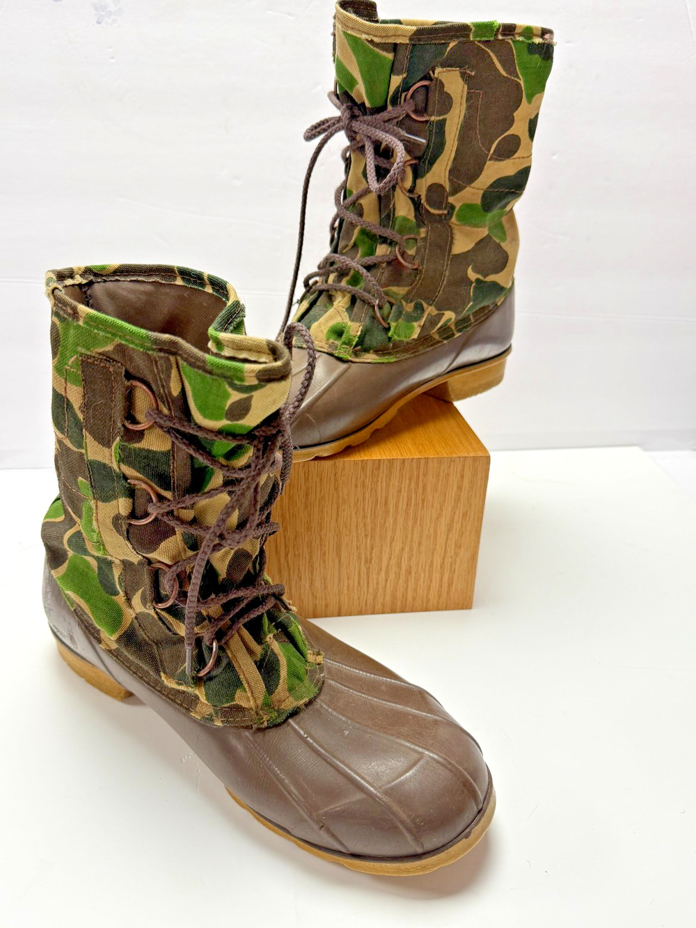 Browning Vintage Camo Duck Boots Made In Canada Hunting Outdoor Mens Size 10